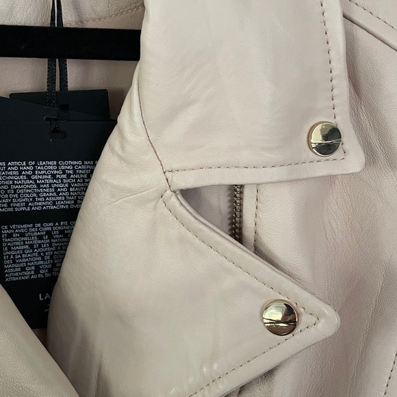 Lamarque Donna Leather Biker Jacket in Ballet Pink Size XL - Picture 6 of 16